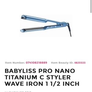 BABYLISS PRO NANO TITANIUM C STYLER WAVE/ Straightener IRON 1 1/2 INCH